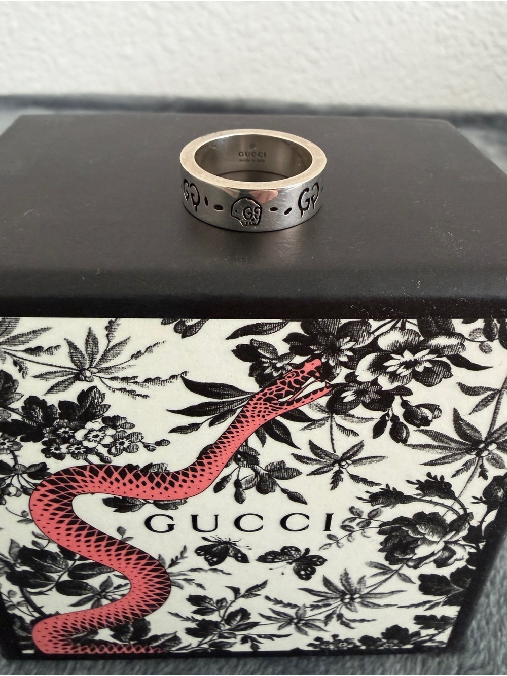 Brand New Gucci Ghost Sterling Silver 925 Ring Size 8 (US 4.5)